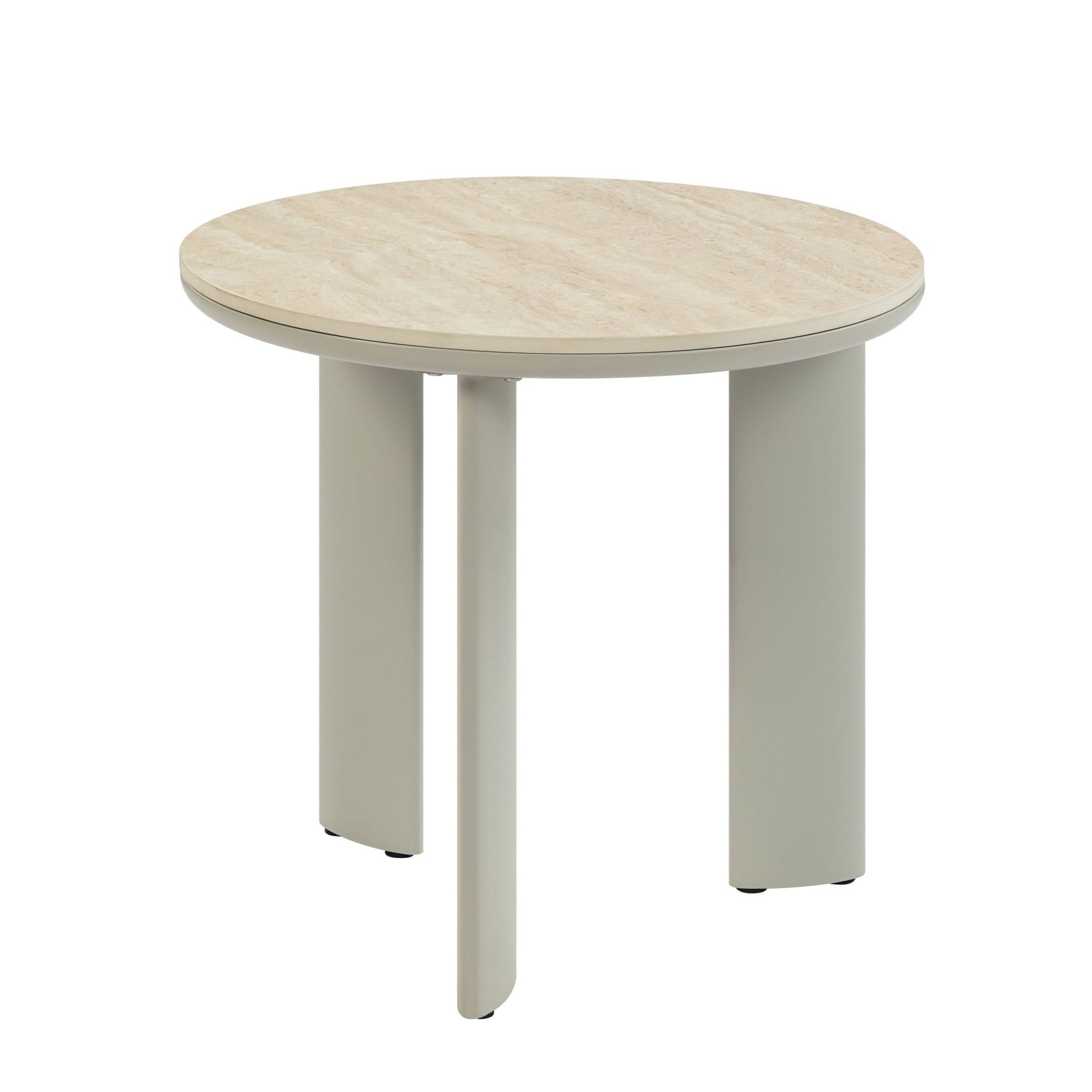 Light Gray Round Ceramic End Table - 1st Choice Furniture Direct