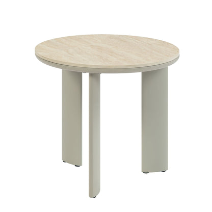 Light Gray Round Ceramic End Table - 1st Choice Furniture Direct