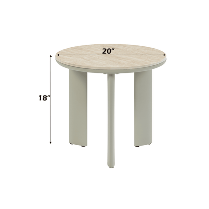 Light Gray Round Ceramic End Table - 1st Choice Furniture Direct