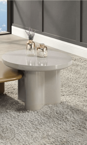 Light Gray Round Coffee Table with Thick MDF Top - 1st Choice Furniture Direct