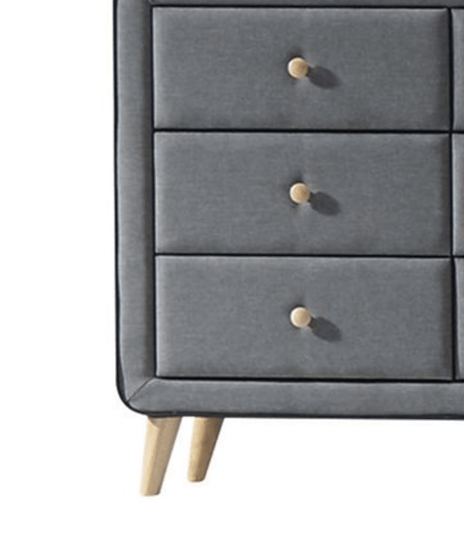 Light Gray Upholstered Dresser | 6 Drawer Bedroom Storage Chest - 1st Choice Furniture Direct
