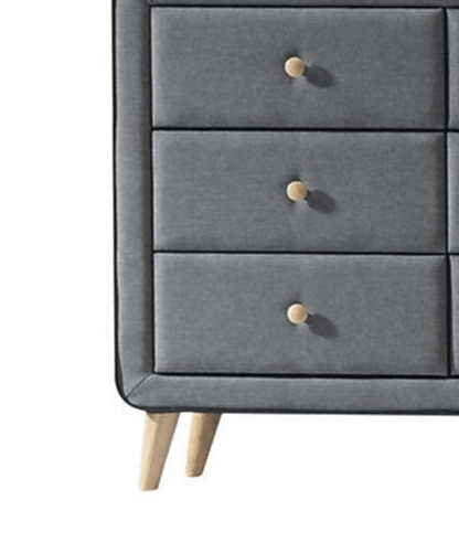 Light Gray Upholstered Dresser | 6 Drawer Bedroom Storage Chest - 1st Choice Furniture Direct