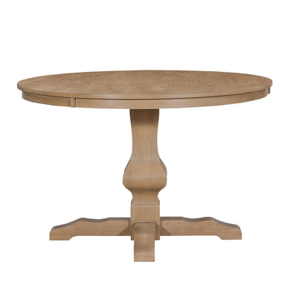 Light Natural Round Pedestal Farmhouse Dining Table - 1st Choice Furniture Direct
