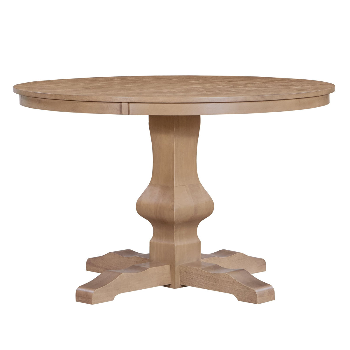 Light Natural Round Pedestal Farmhouse Dining Table - 1st Choice Furniture Direct
