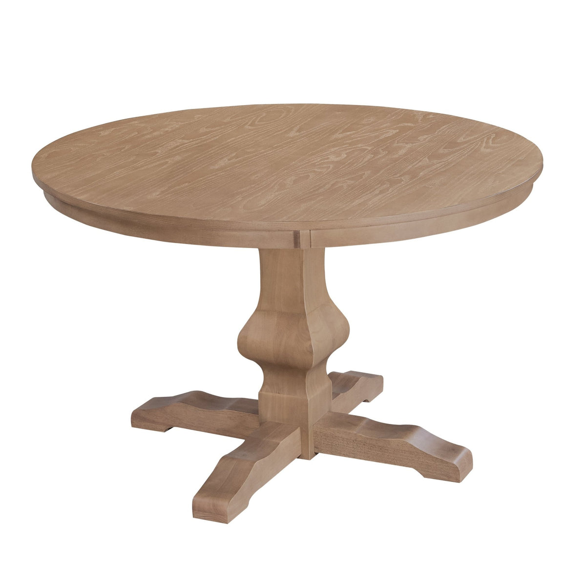 Light Natural Round Pedestal Farmhouse Dining Table - 1st Choice Furniture Direct