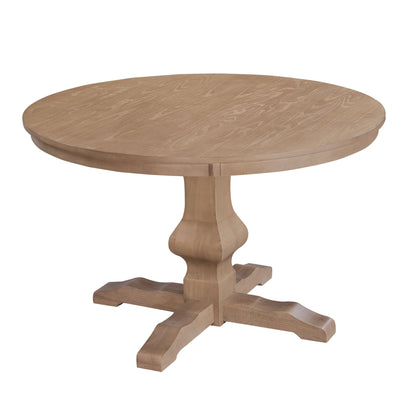 Light Natural Round Pedestal Farmhouse Dining Table - 1st Choice Furniture Direct