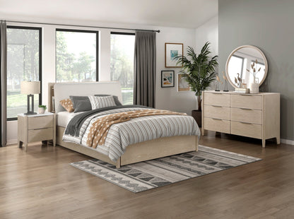Light Oak Marble Top Nightstand with Charging Station - 1st Choice Furniture Direct