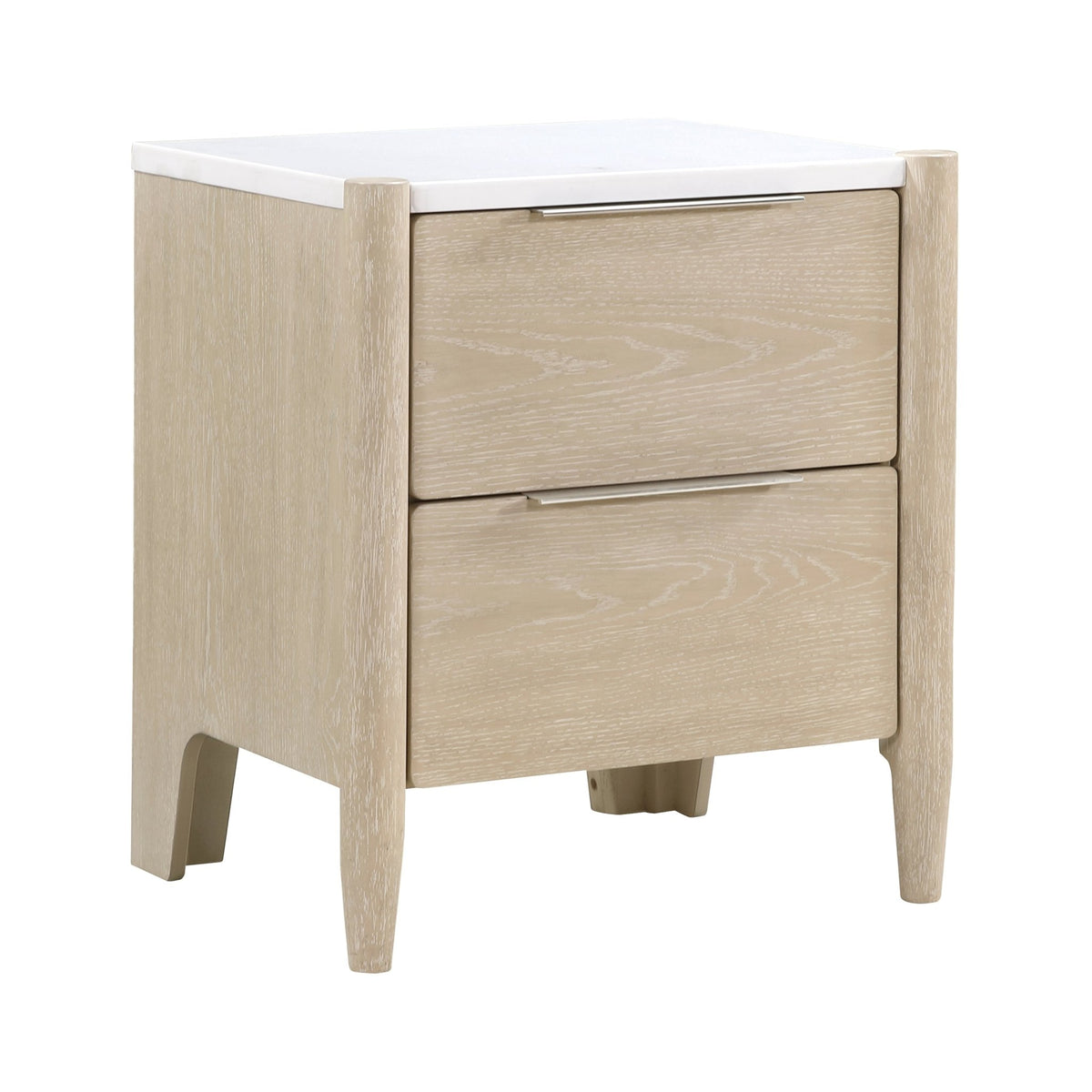 Light Oak Marble Top Nightstand with Charging Station - 1st Choice Furniture Direct