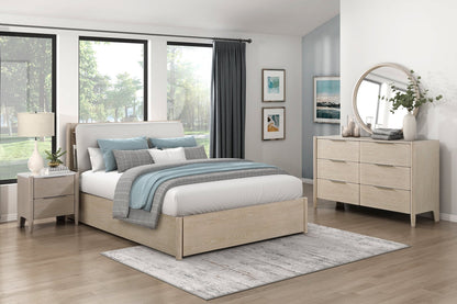 Light Oak Marble Top Nightstand with Charging Station - 1st Choice Furniture Direct