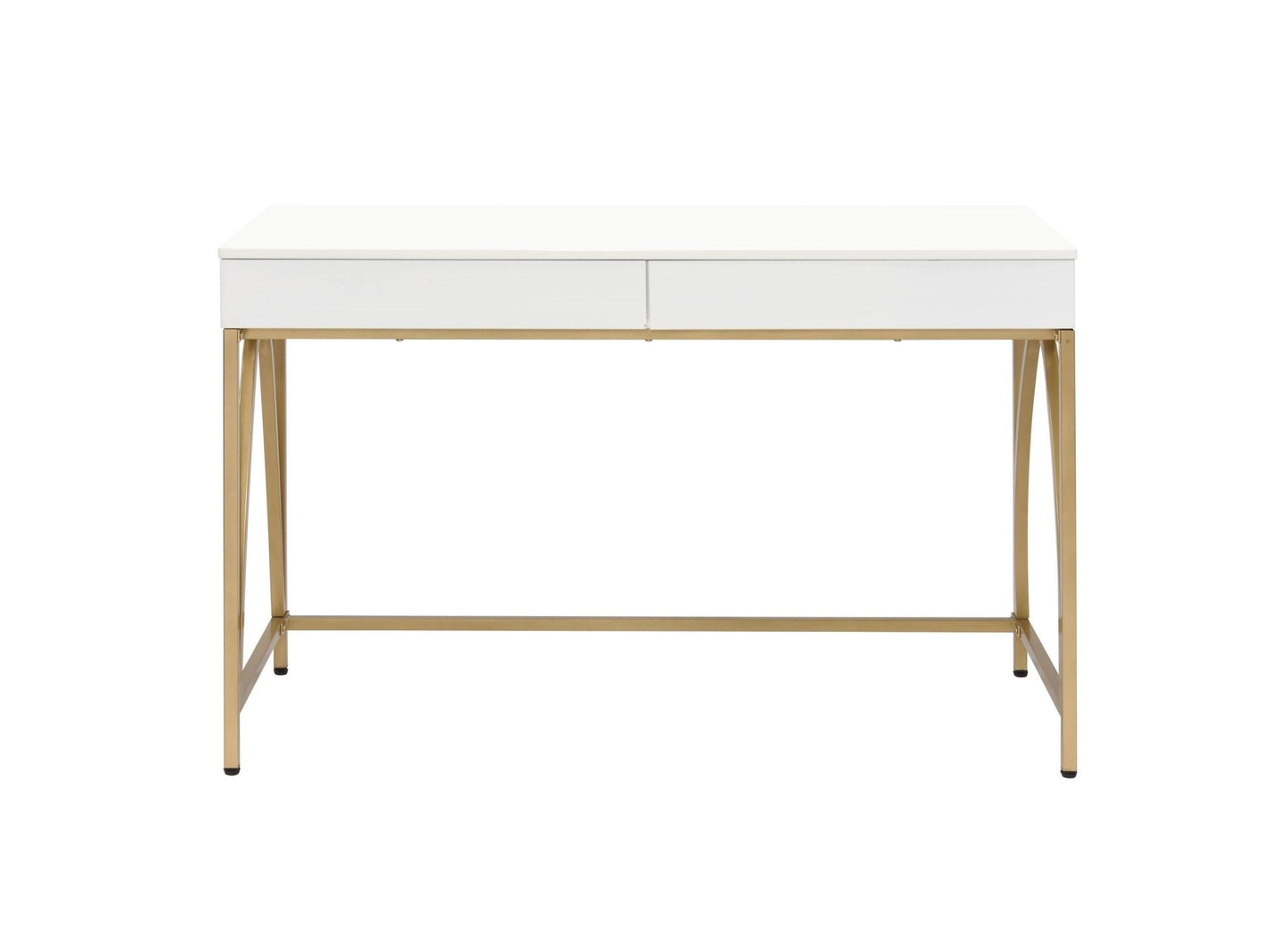 Lightmane White High Gloss & Gold Finish Vanity Desk - 1st Choice Furniture Direct
