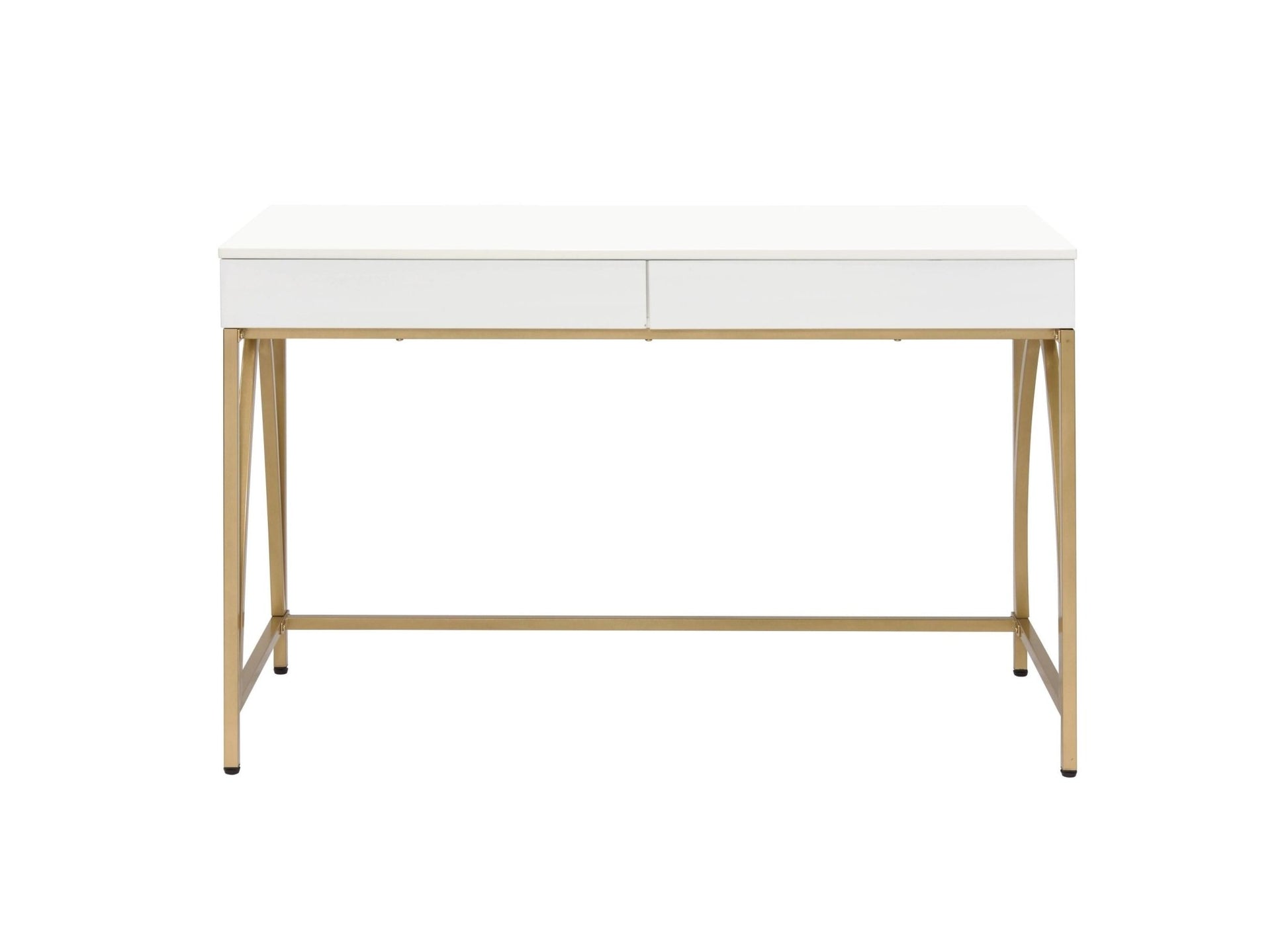 Lightmane White High Gloss & Gold Finish Vanity Desk - 1st Choice Furniture Direct