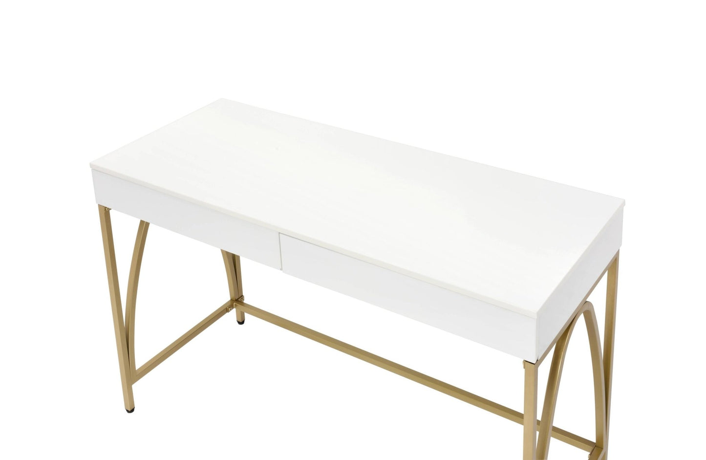 Lightmane White High Gloss & Gold Finish Vanity Desk - 1st Choice Furniture Direct