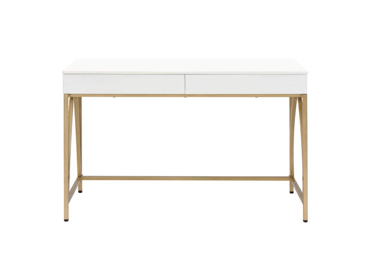 Lightmane White High Gloss & Gold Finish Writing Desk - 1st Choice Furniture Direct