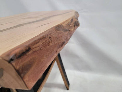 Live Edge Maple End Table with Whiskey Barrel Stave Legs – Rustic Side Table - 1st Choice Furniture Direct