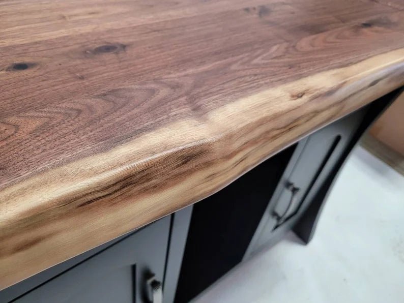 Live Edge Walnut Mini Buffet with Maple Base | Handcrafted Wood Storage Cabinet - 1st Choice Furniture Direct