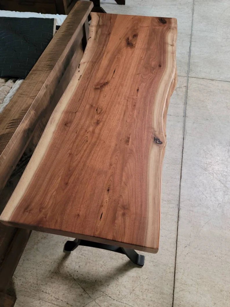 Live Edge Walnut Sofa Table | Rustic Modern Console Table - 1st Choice Furniture Direct