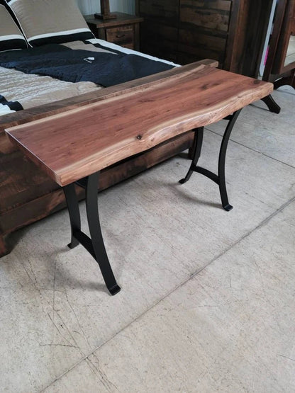 Live Edge Walnut Sofa Table | Rustic Modern Console Table - 1st Choice Furniture Direct