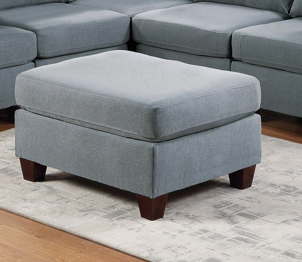 Living Room Furniture Cocktail Ottoman Grey Linen Like Fabric 1pc Plush Ottoman Wooden Legs - 1st Choice Furniture Direct