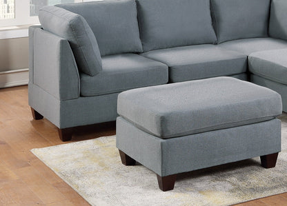 Living Room Furniture Cocktail Ottoman Grey Linen Like Fabric 1pc Plush Ottoman Wooden Legs - 1st Choice Furniture Direct