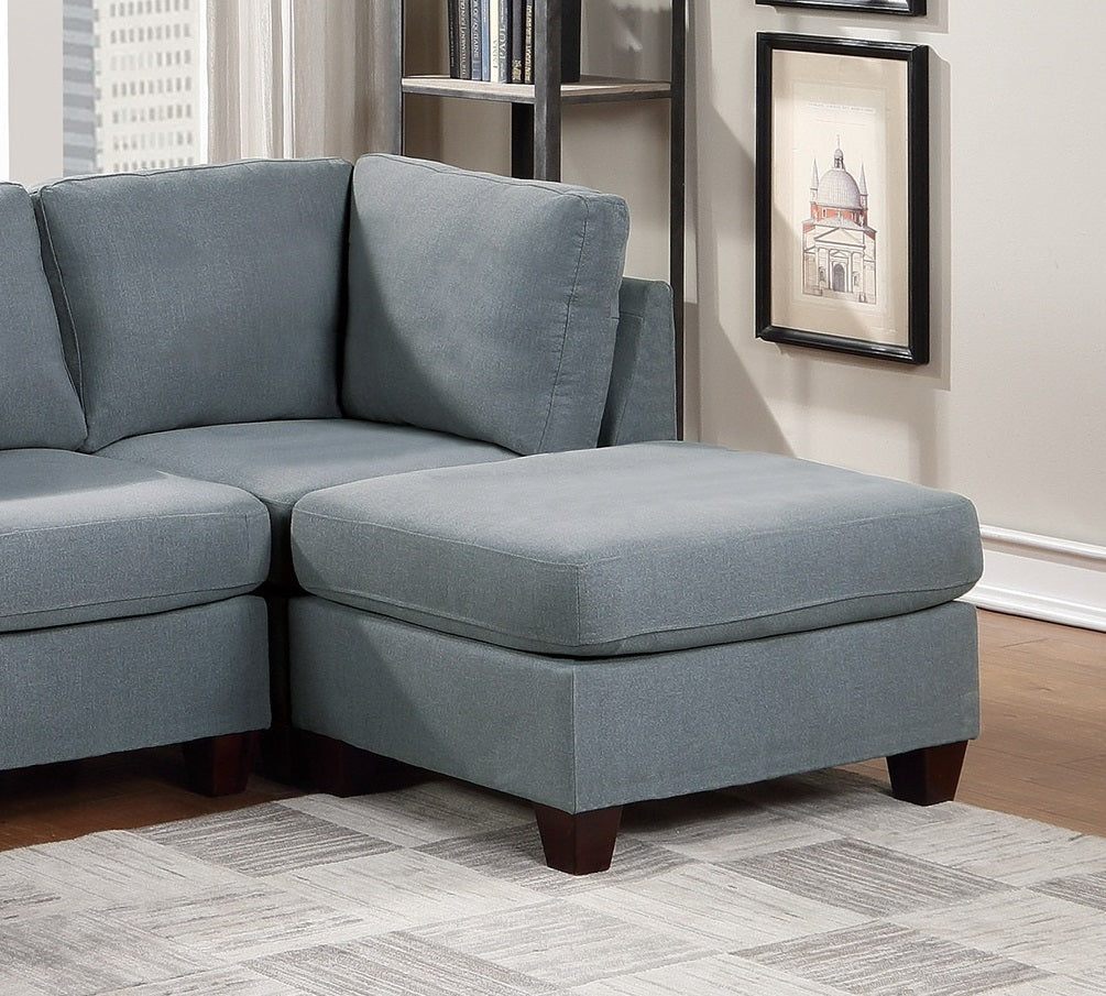 Living Room Furniture Cocktail Ottoman Grey Linen Like Fabric 1pc Plush Ottoman Wooden Legs - 1st Choice Furniture Direct