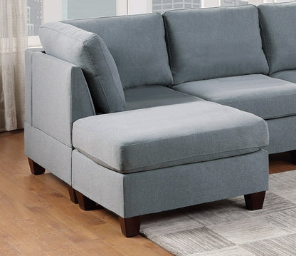 Living Room Furniture Cocktail Ottoman Grey Linen Like Fabric 1pc Plush Ottoman Wooden Legs - 1st Choice Furniture Direct