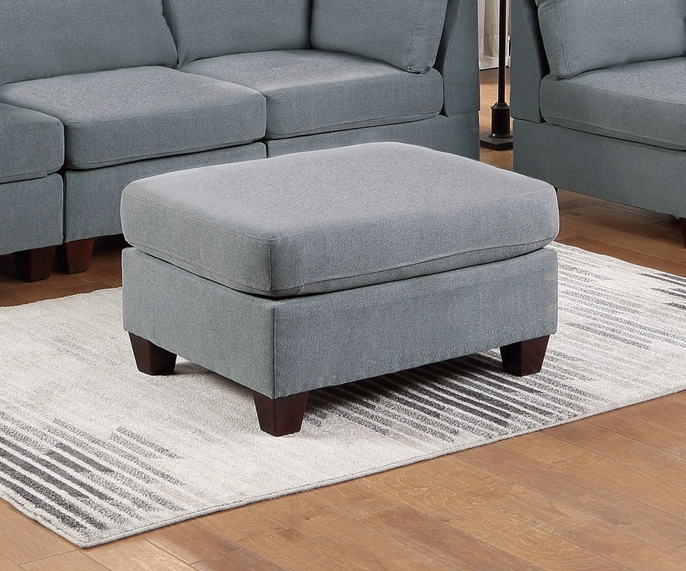 Living Room Furniture Cocktail Ottoman Grey Linen Like Fabric 1pc Plush Ottoman Wooden Legs - 1st Choice Furniture Direct
