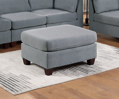 Living Room Furniture Cocktail Ottoman Grey Linen Like Fabric 1pc Plush Ottoman Wooden Legs - 1st Choice Furniture Direct