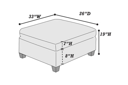 Living Room Furniture Cocktail Ottoman Grey Linen Like Fabric 1pc Plush Ottoman Wooden Legs - 1st Choice Furniture Direct