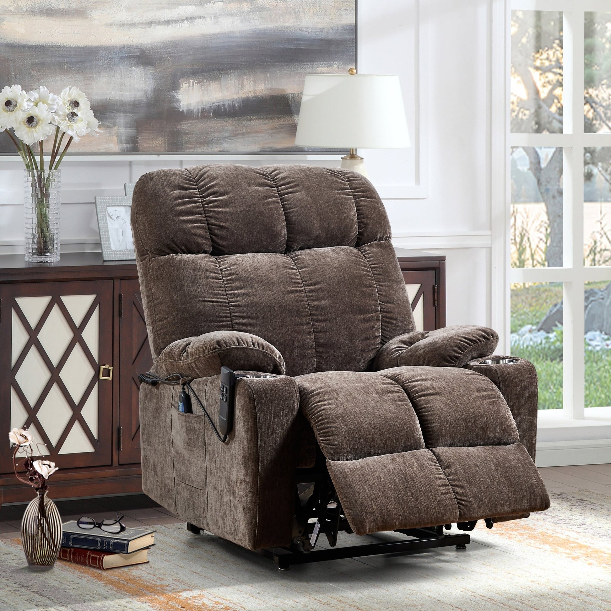 Liyasi Dual OKIN Motor Power Lift Recliner Chair for Elderly Infinite Position Lay Flat 180° Recliner with Heat Massage - 1st Choice Furniture Direct