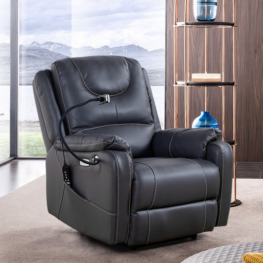Liyasi Zero Gravity Power Recliner with comfortable lying degree, Massage, Heating and Phone Holder, Side Pockets, USB Charge Ports, Enjoy extreme relaxation - 1st Choice Furniture Direct