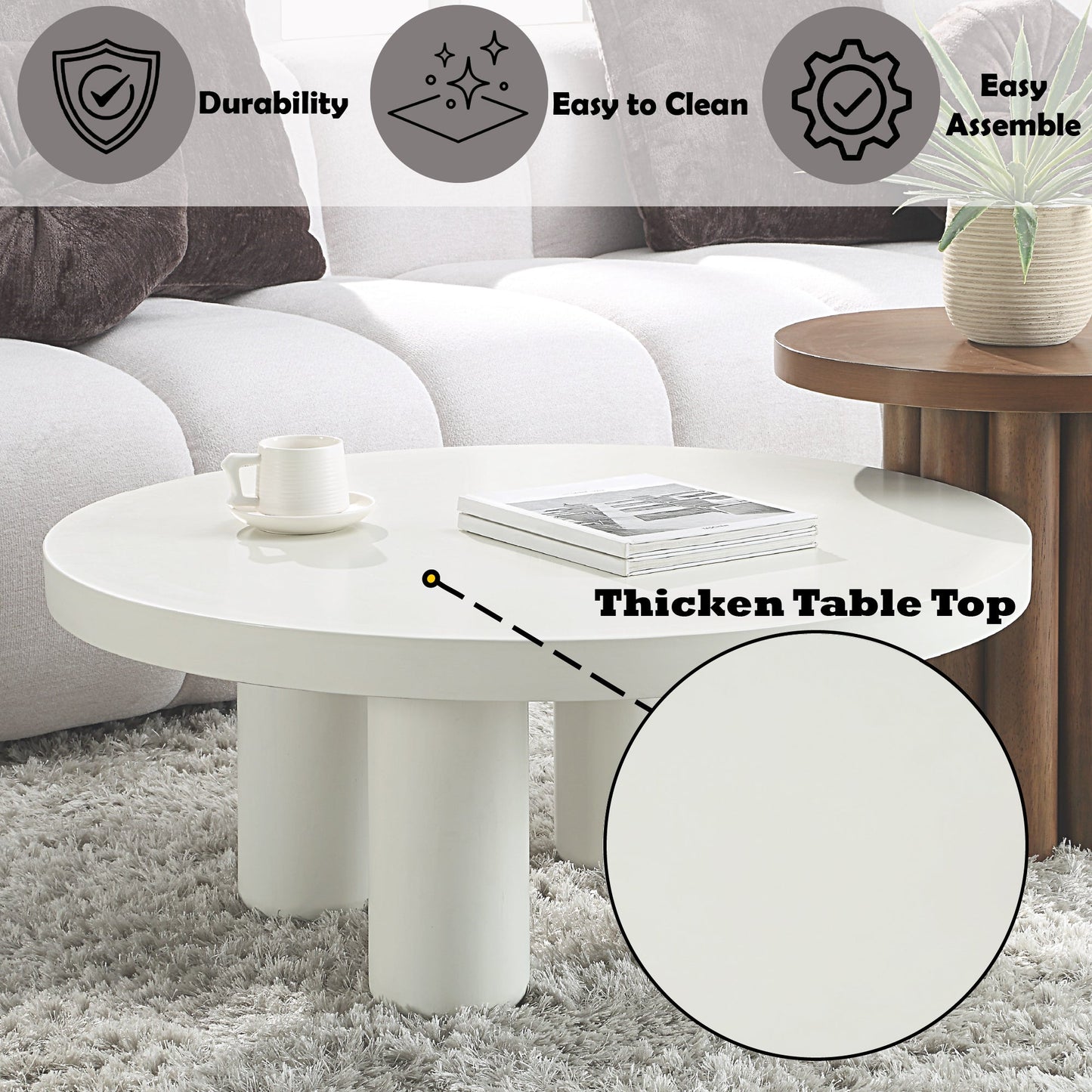 Loanna White Finish Coffee Table - 1st Choice Furniture Direct