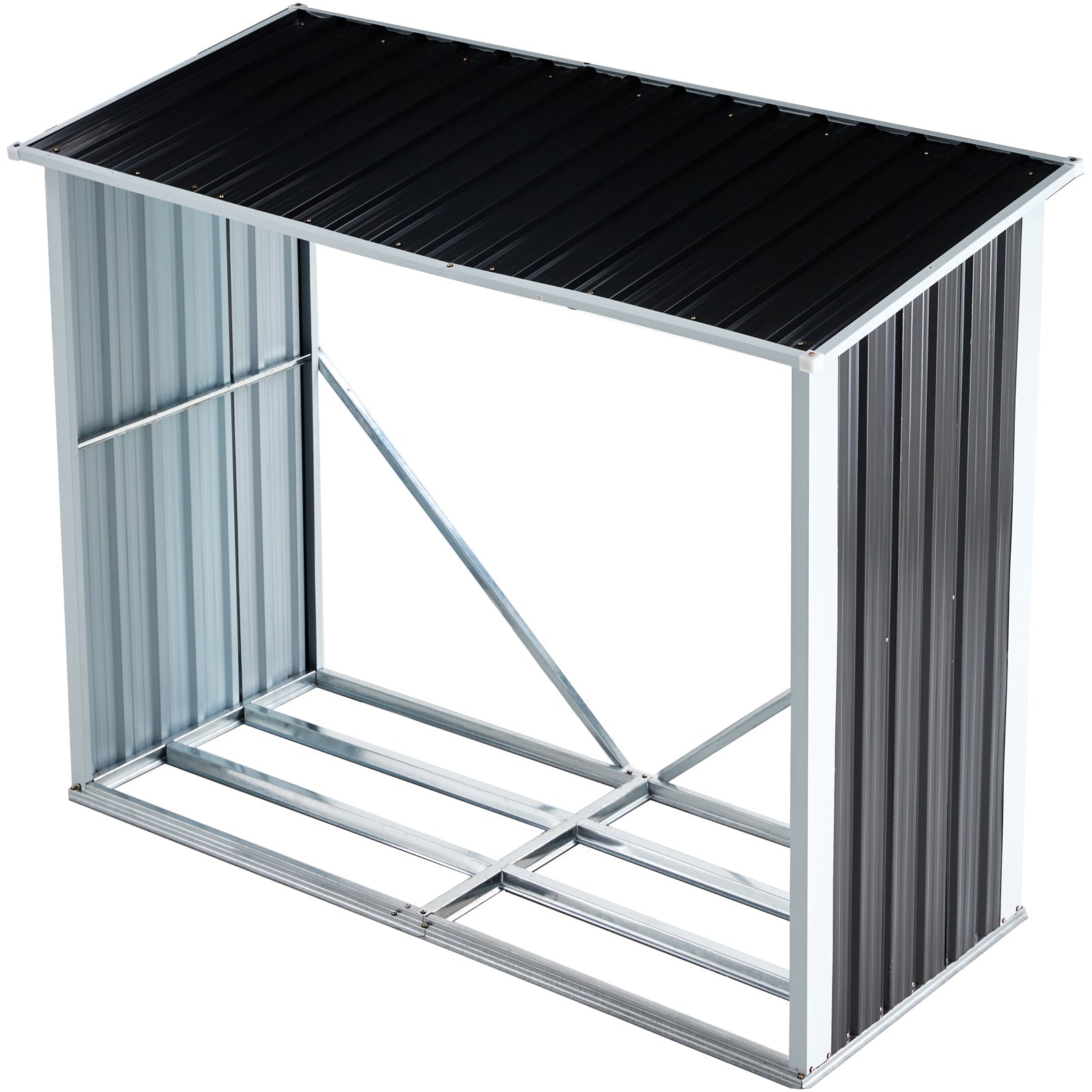 Log Storage Shed, Log Holder with Roof, Log Storage Shed, Firewood Rack for Backyard Garden Patio Porch, Anthracite Galvanized Steel 70.9' - 1st Choice Furniture Direct