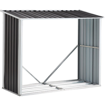 Log Storage Shed, Log Holder with Roof, Log Storage Shed, Firewood Rack for Backyard Garden Patio Porch, Anthracite Galvanized Steel 70.9' - 1st Choice Furniture Direct