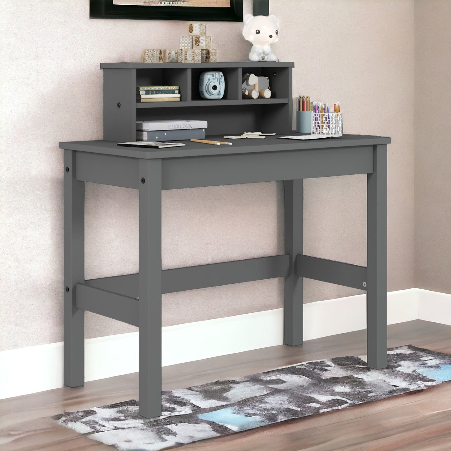 Logan Gray Finish Writing Desk - 1st Choice Furniture Direct
