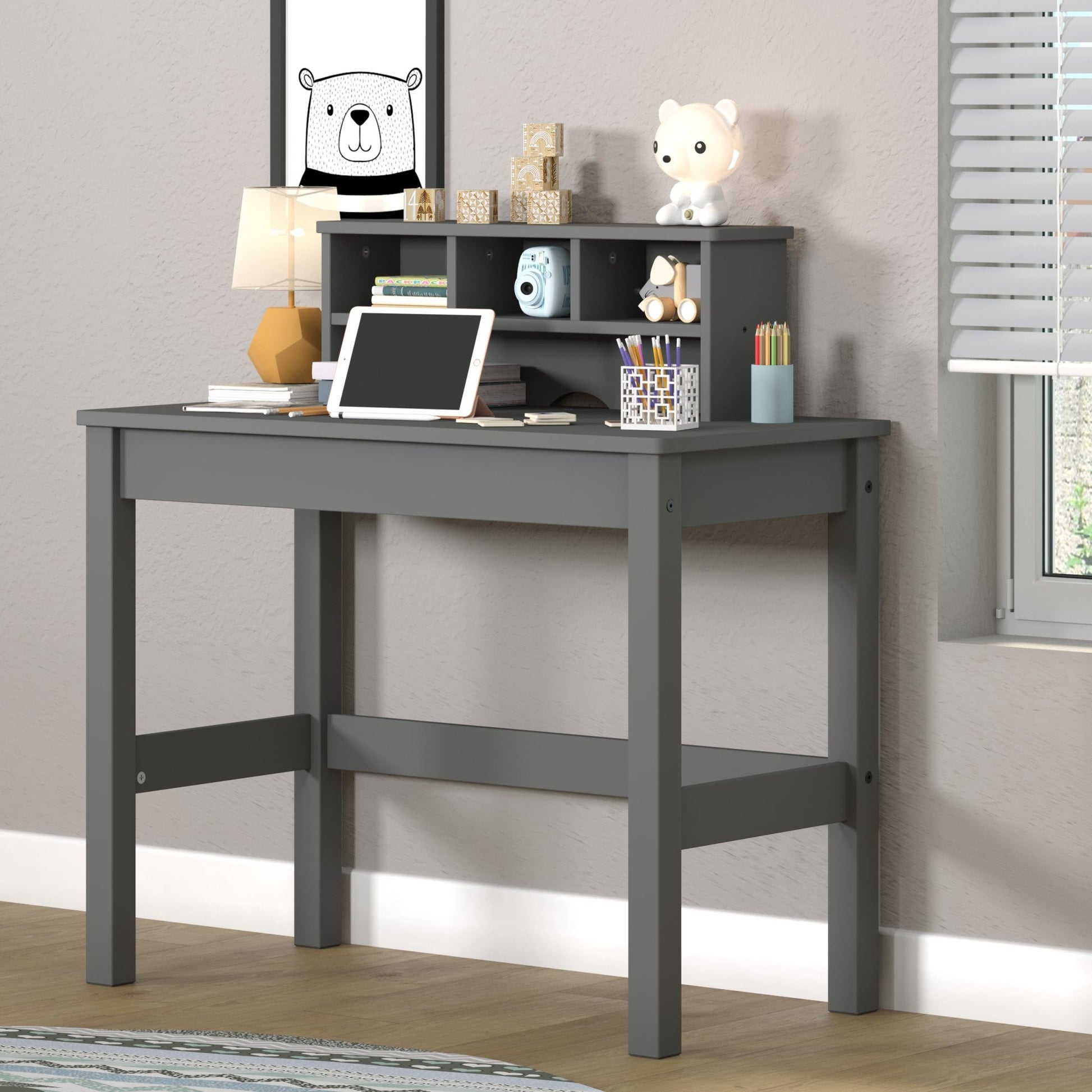 Logan Gray Finish Writing Desk - 1st Choice Furniture Direct