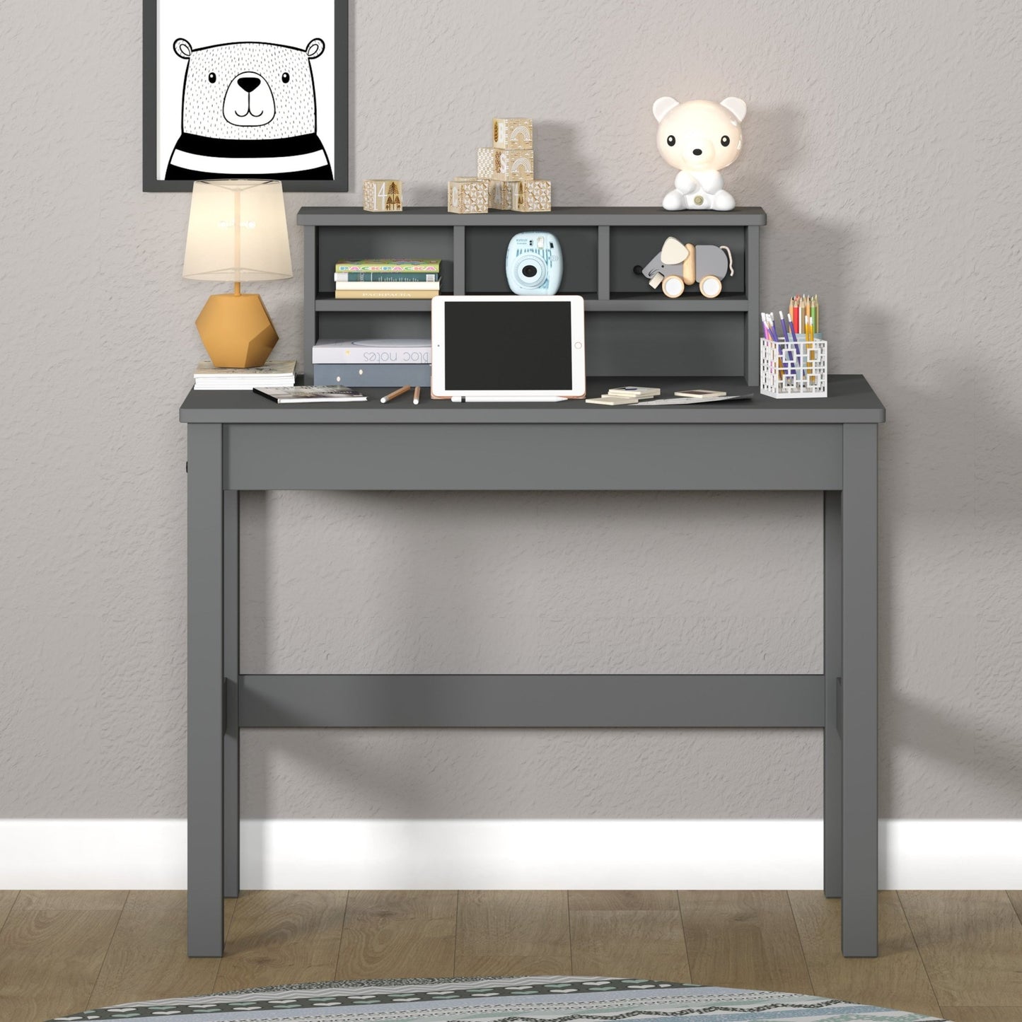 Logan Gray Finish Writing Desk - 1st Choice Furniture Direct