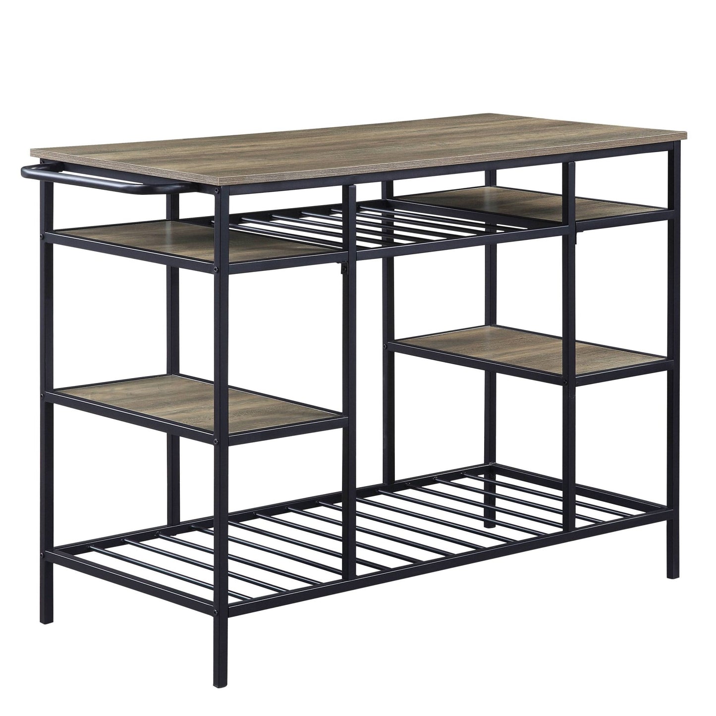 Lona Rustic Oak & Black Finish Kitchen Island - 1st Choice Furniture Direct