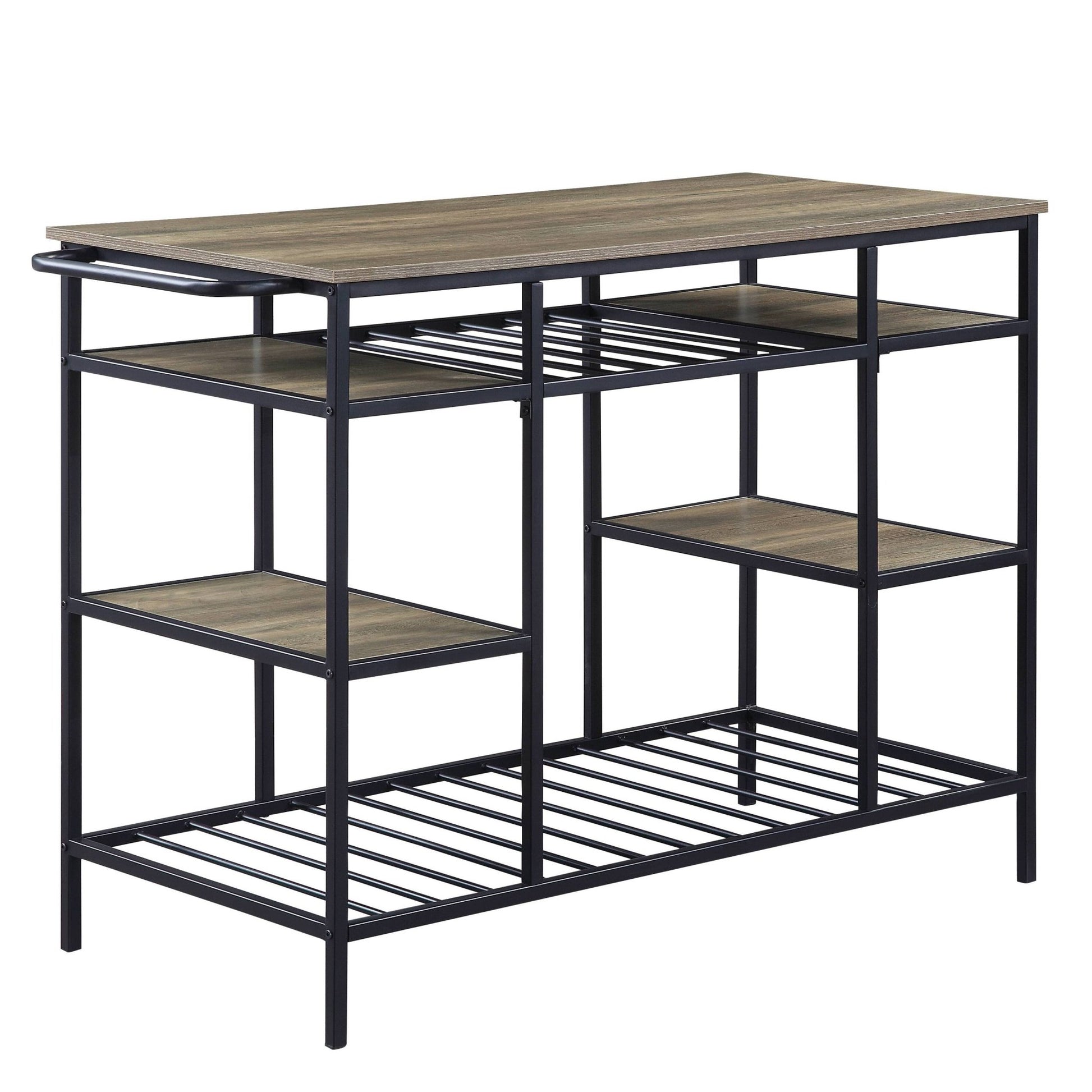 Lona Rustic Oak & Black Finish Kitchen Island - 1st Choice Furniture Direct