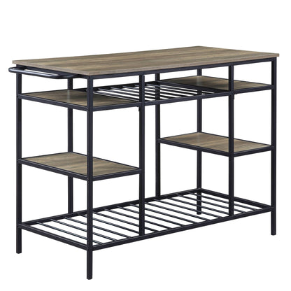 Lona Rustic Oak & Black Finish Kitchen Island - 1st Choice Furniture Direct