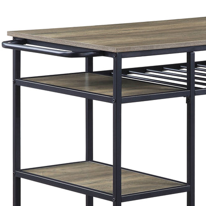 Lona Rustic Oak & Black Finish Kitchen Island - 1st Choice Furniture Direct