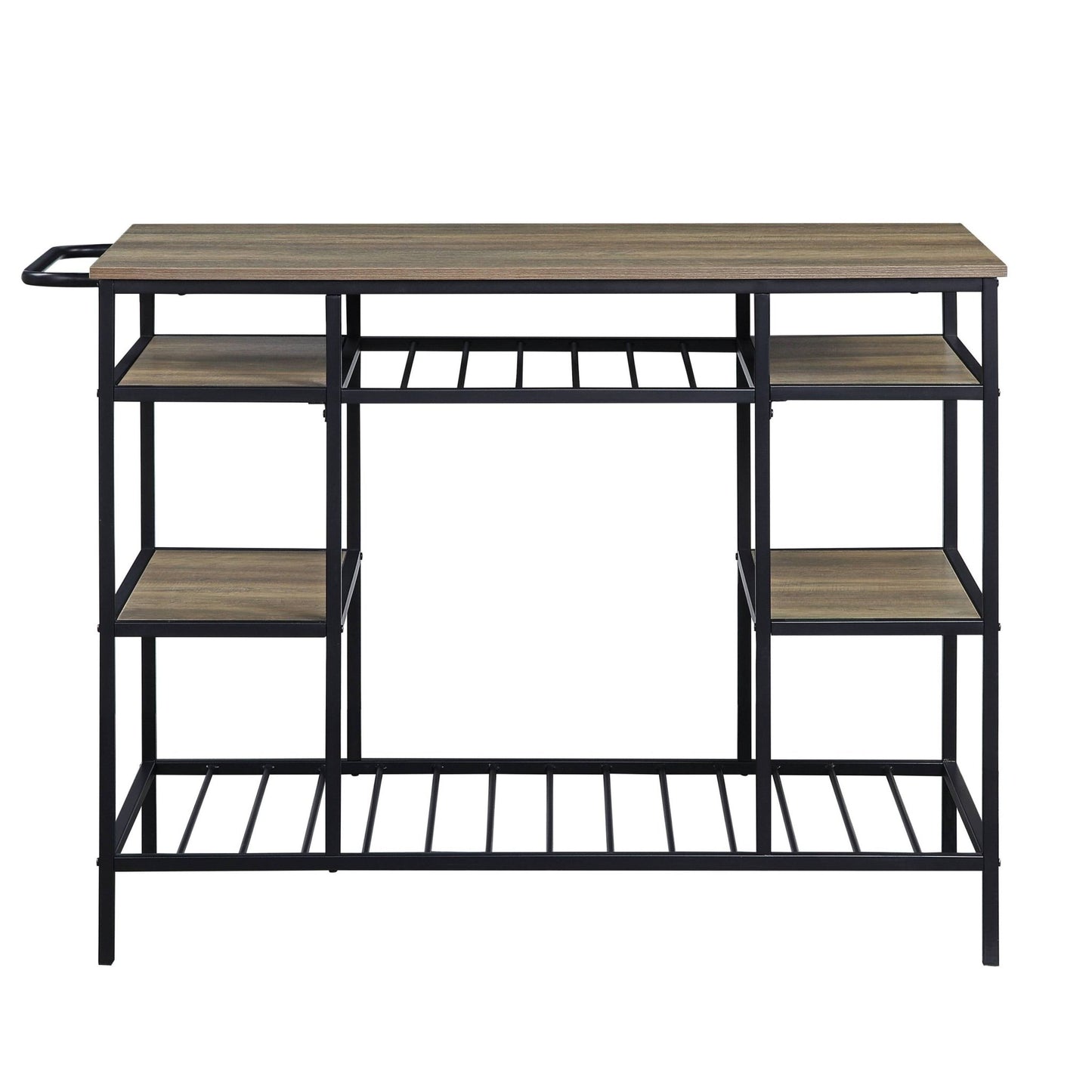 Lona Rustic Oak & Black Finish Kitchen Island - 1st Choice Furniture Direct
