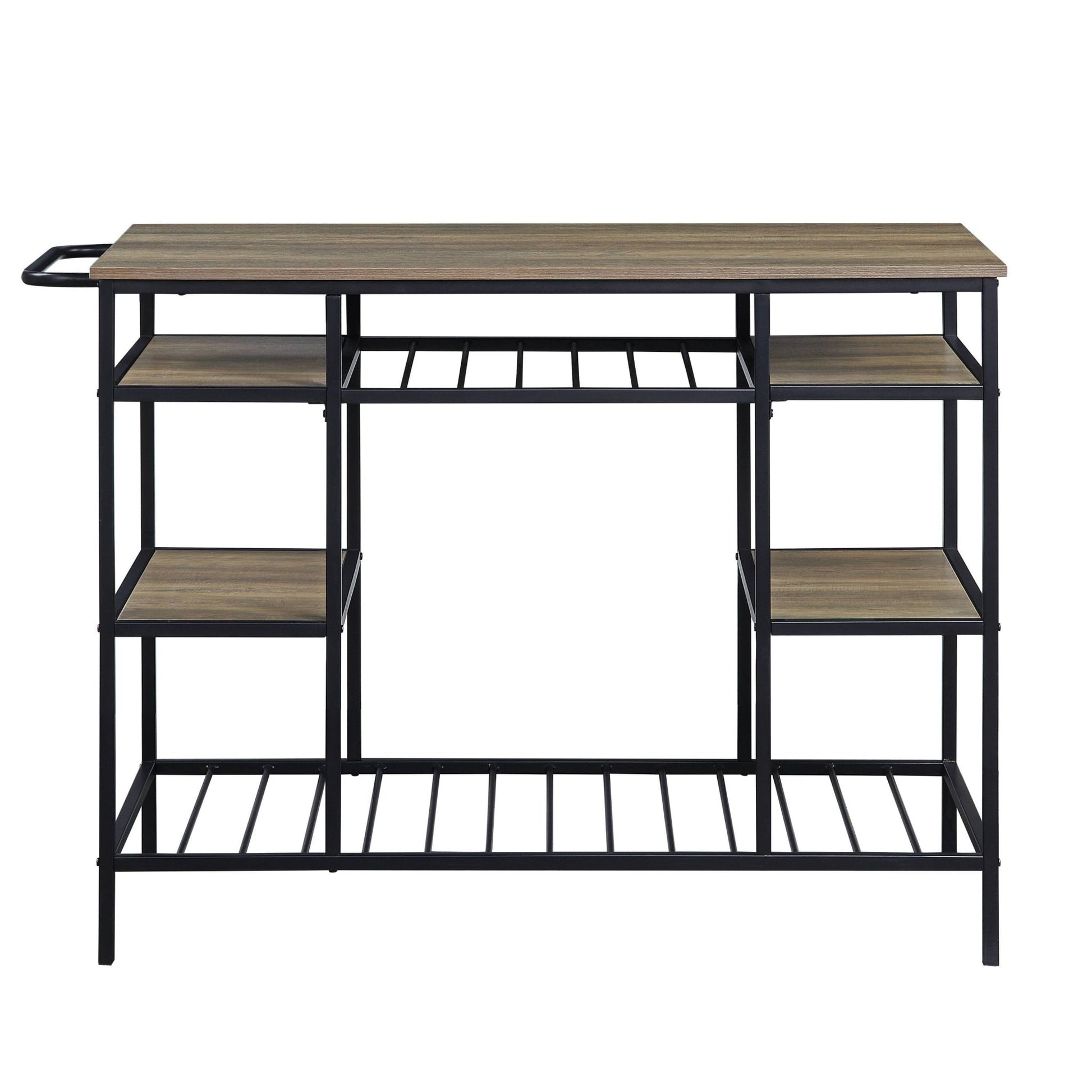 Lona Rustic Oak & Black Finish Kitchen Island - 1st Choice Furniture Direct