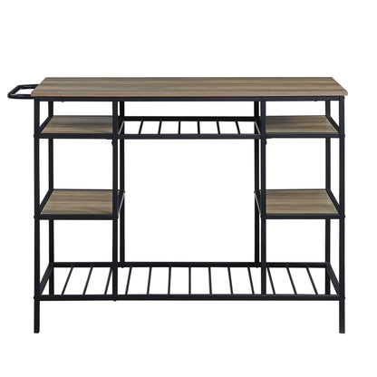 Lona Rustic Oak & Black Finish Kitchen Island - 1st Choice Furniture Direct