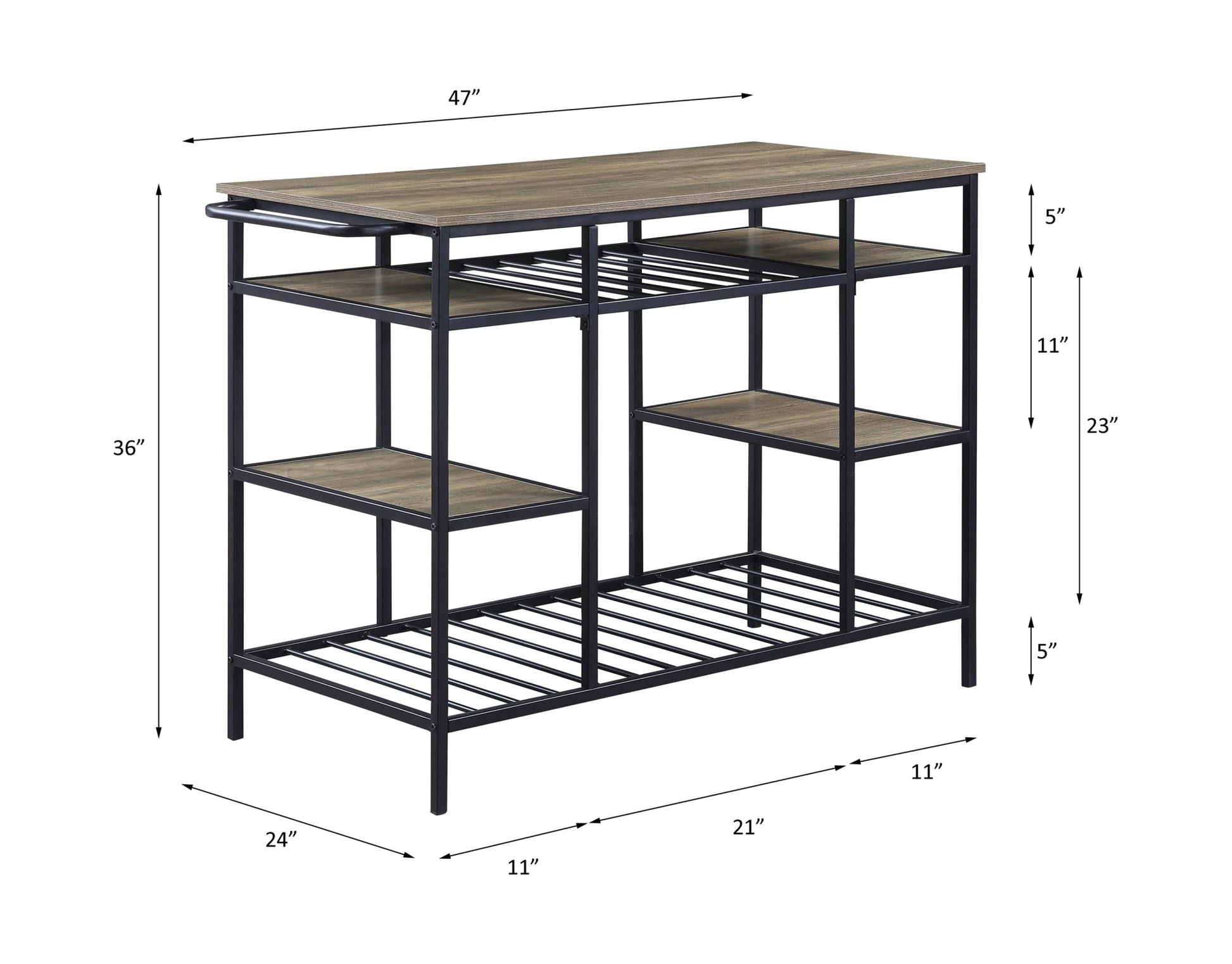Lona Rustic Oak & Black Finish Kitchen Island - 1st Choice Furniture Direct