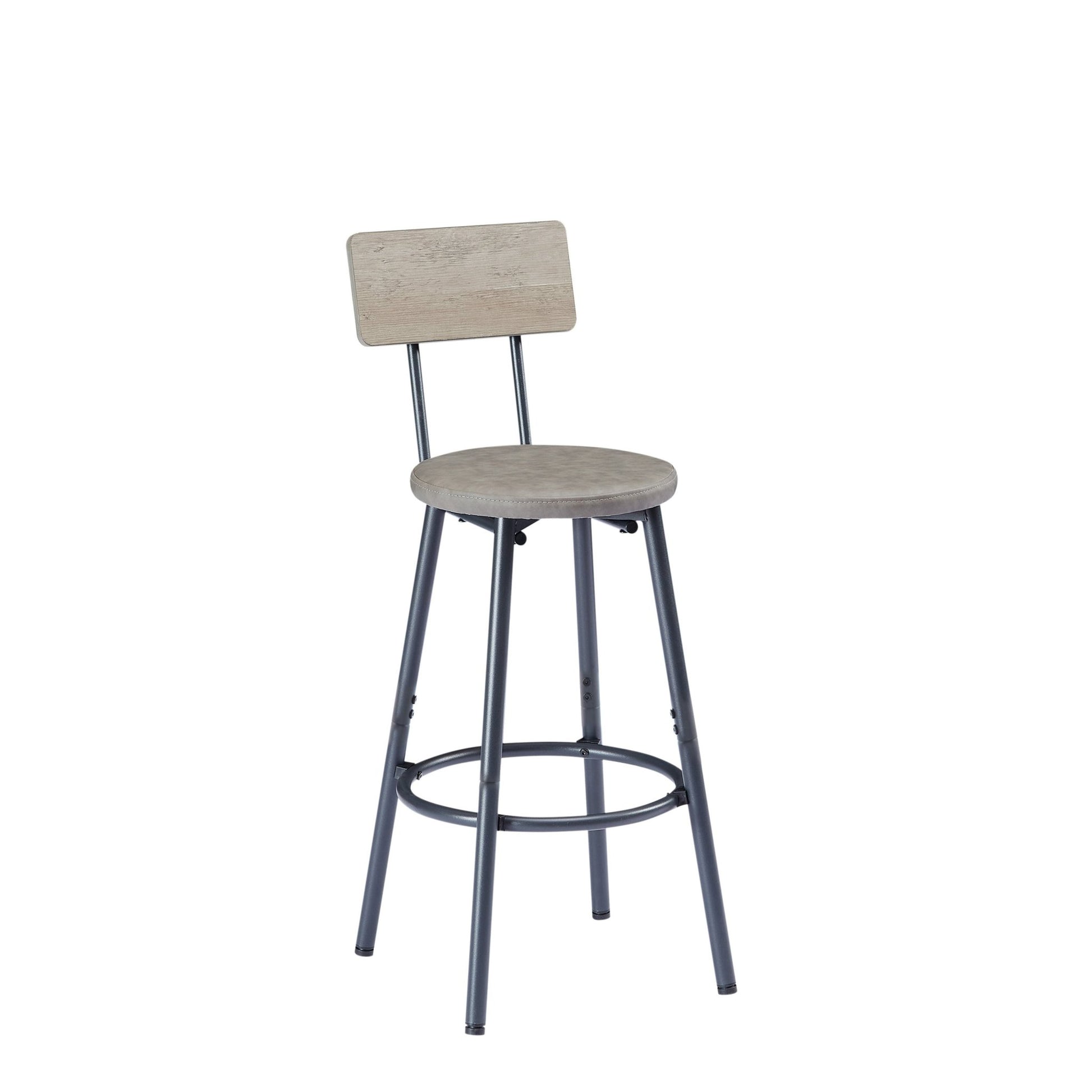 Long Bar Table Set with 3 PU Upholstered Bar Stools, Industrial Bar Table and Chairs for Kitchen Breakfast Table, Living Room, Banquet Hall, Rustic Gray and Black, 63″L x15.7'W x 37.5'H - 1st Choice Furniture Direct
