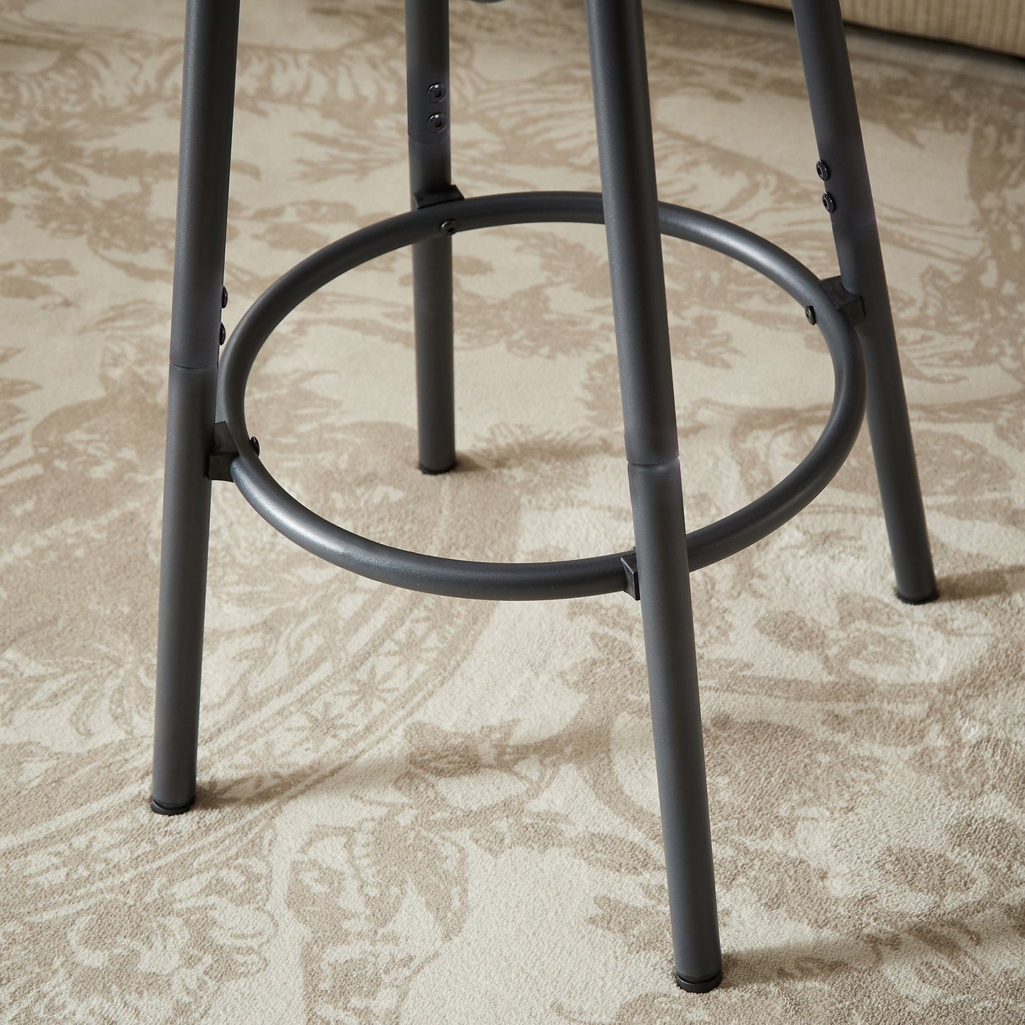 Long Bar Table Set with 3 PU Upholstered Bar Stools, Industrial Bar Table and Chairs for Kitchen Breakfast Table, Living Room, Banquet Hall, Rustic Gray and Black, 63″L x15.7'W x 37.5'H - 1st Choice Furniture Direct