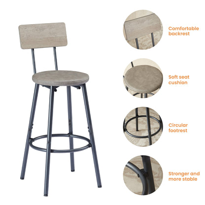Long Bar Table Set with 3 PU Upholstered Bar Stools, Industrial Bar Table and Chairs for Kitchen Breakfast Table, Living Room, Banquet Hall, Rustic Gray and Black, 63″L x15.7'W x 37.5'H - 1st Choice Furniture Direct