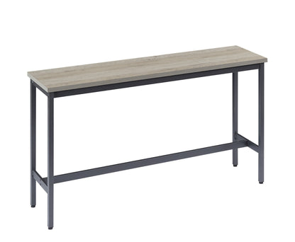 Long Bar Table Set with 3 PU Upholstered Bar Stools, Industrial Bar Table and Chairs for Kitchen Breakfast Table, Living Room, Banquet Hall, Rustic Gray and Black, 63″L x15.7'W x 37.5'H - 1st Choice Furniture Direct