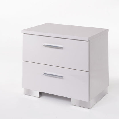 Lorimar White & Chrome Leg Finish Nightstand - 1st Choice Furniture Direct