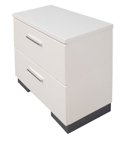 Lorimar White & Chrome Leg Finish Nightstand - 1st Choice Furniture Direct